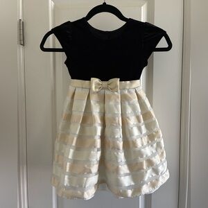 Jona Michelle Elegant Black Velvet and Cream Kids Dress